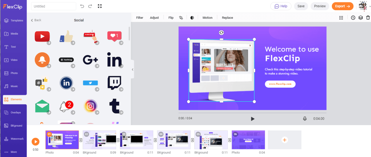 FlexClip dashboard